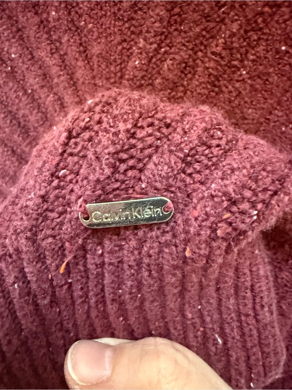 Calvin Klein Maroon Ribbed Cowl Neck Sweater - Picture 2 of 6